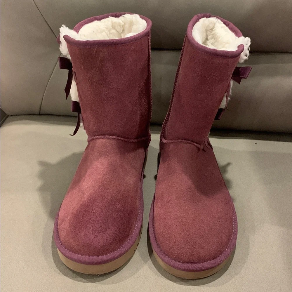 Uggs Koolaburra Women's Plush-Lined Bow Accent MidCalf Boots Size 9 NEW Burgundy